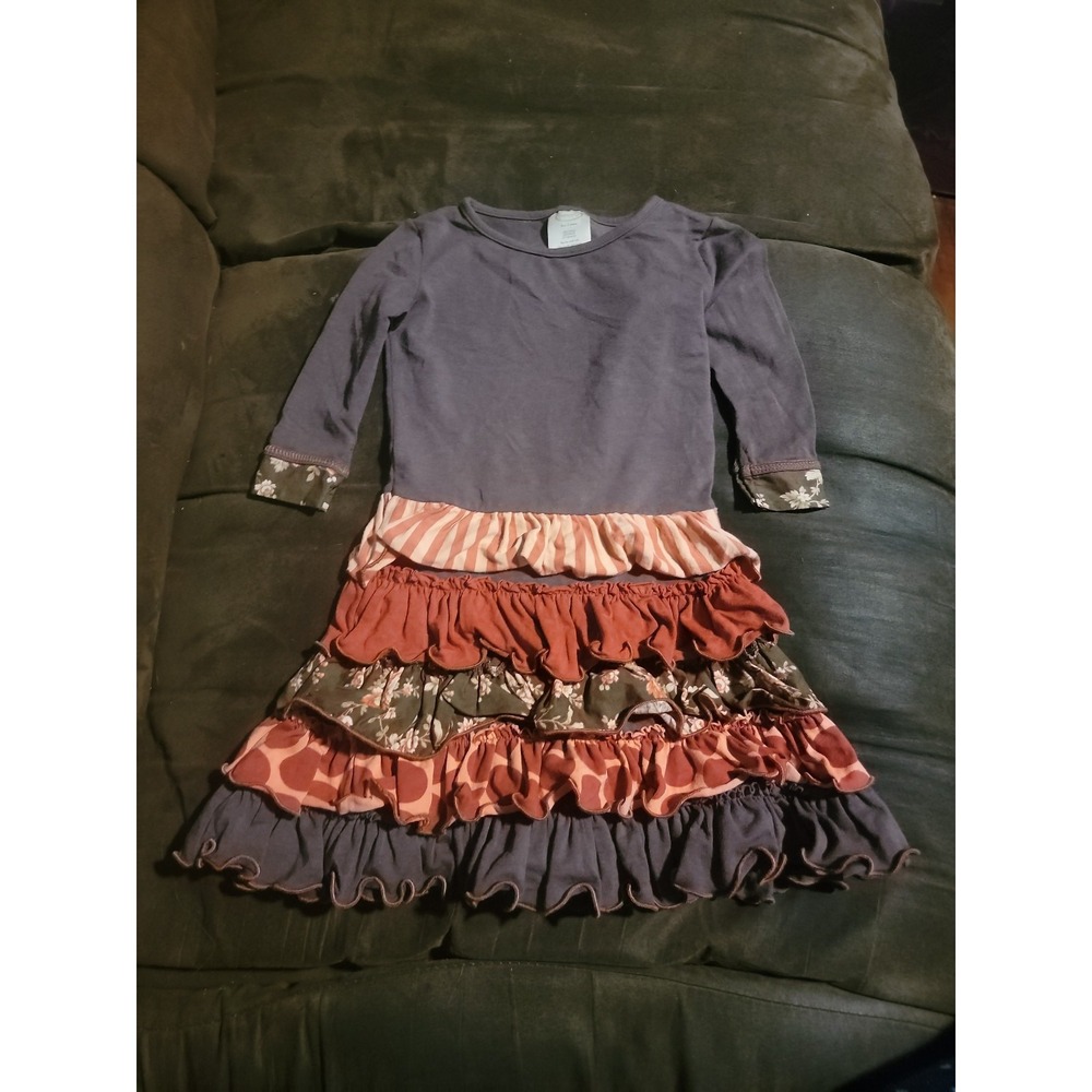 Persnickity ruffle‎ dress size 2t 2 years brown flower